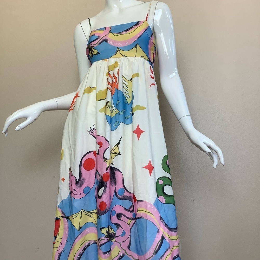 Akilina Printed Sleeveless Colorful Abstract Print Dress - Picture 6 of 13